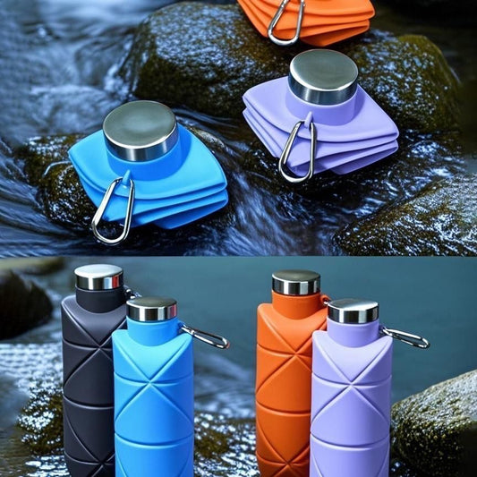 Collapsible Food-Grade Silicone Travel Bottle with Lid