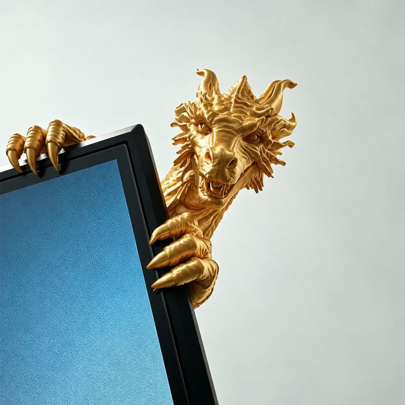 Dragon Screen Guardian – 3D Monitor Edge Figurine