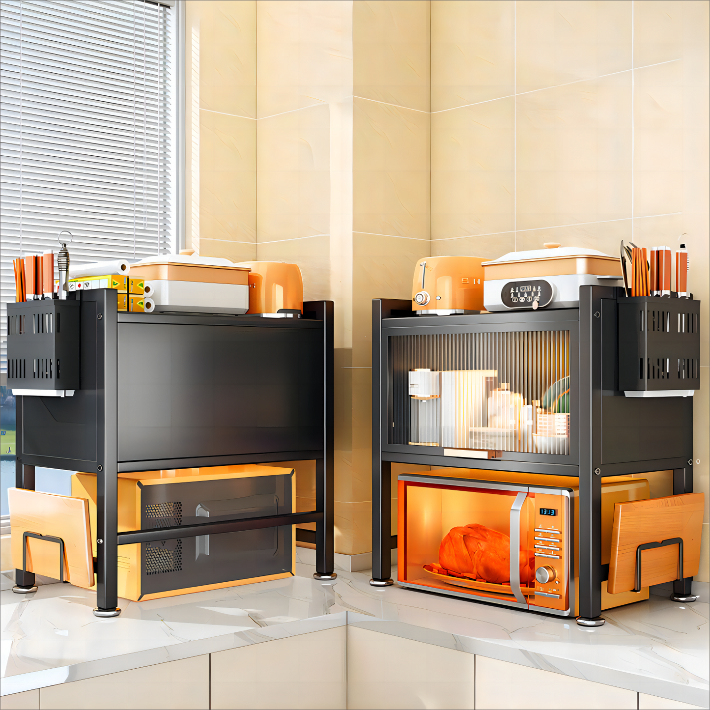 Unique Utopia Kitchen Storage Cabinet Microwave Oven Shelf