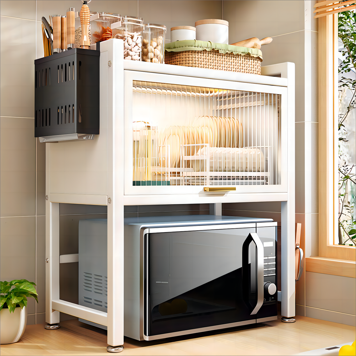 Unique Utopia Kitchen Storage Cabinet Microwave Oven Shelf