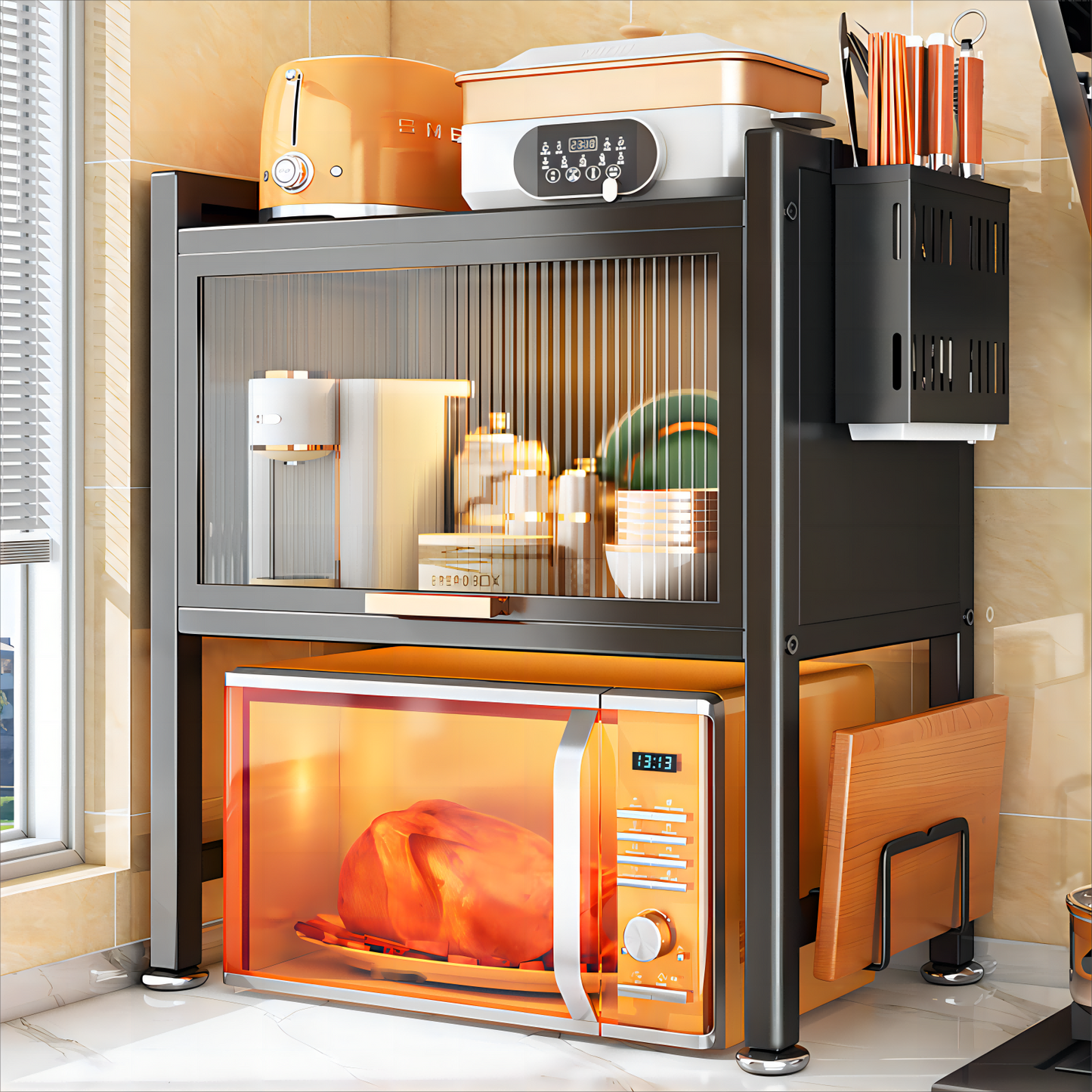 Unique Utopia Kitchen Storage Cabinet Microwave Oven Shelf