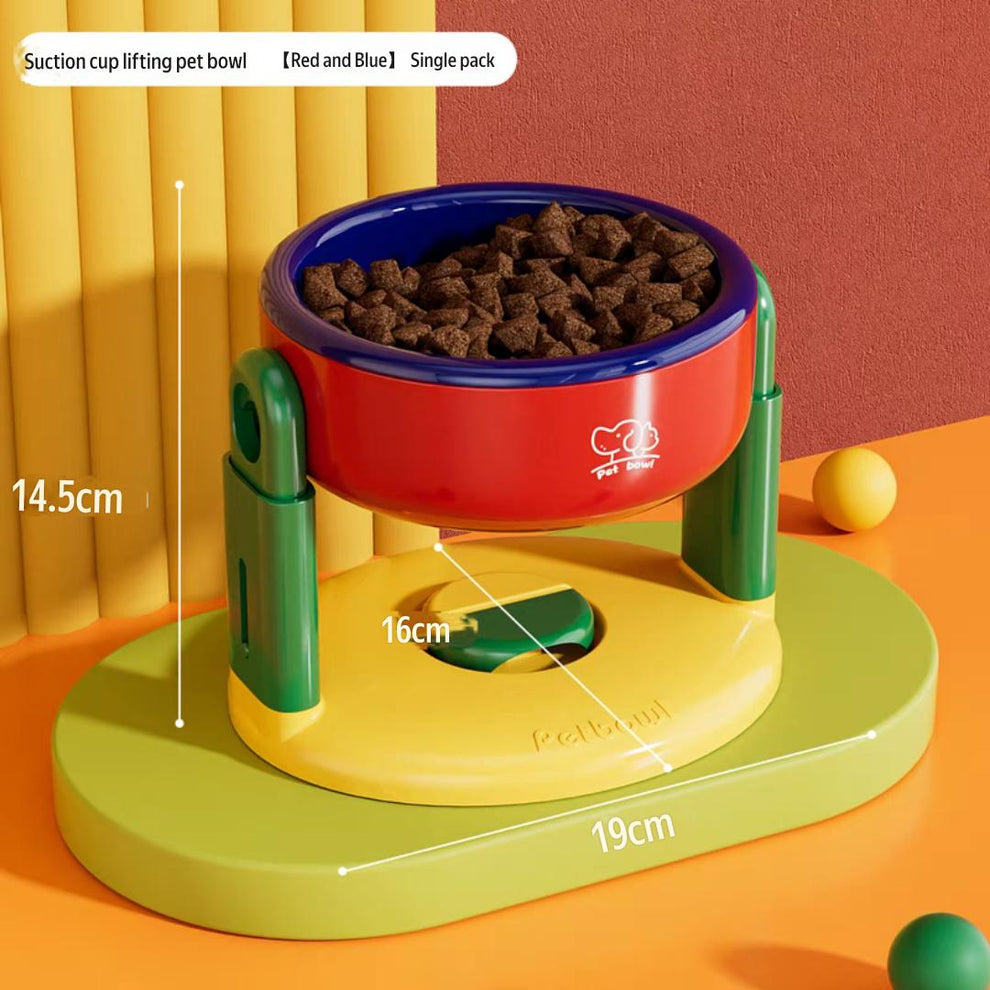 Adjustable height cat bowl with suction
