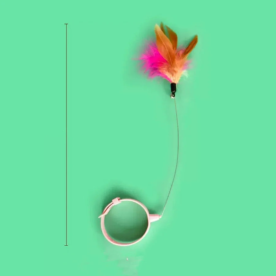 Cat collar wand Toy with feather 🪶