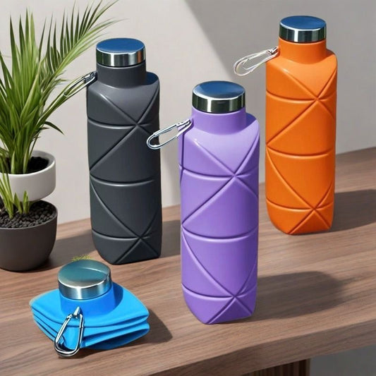 Collapsible Food-Grade Silicone Travel Bottle with Lid