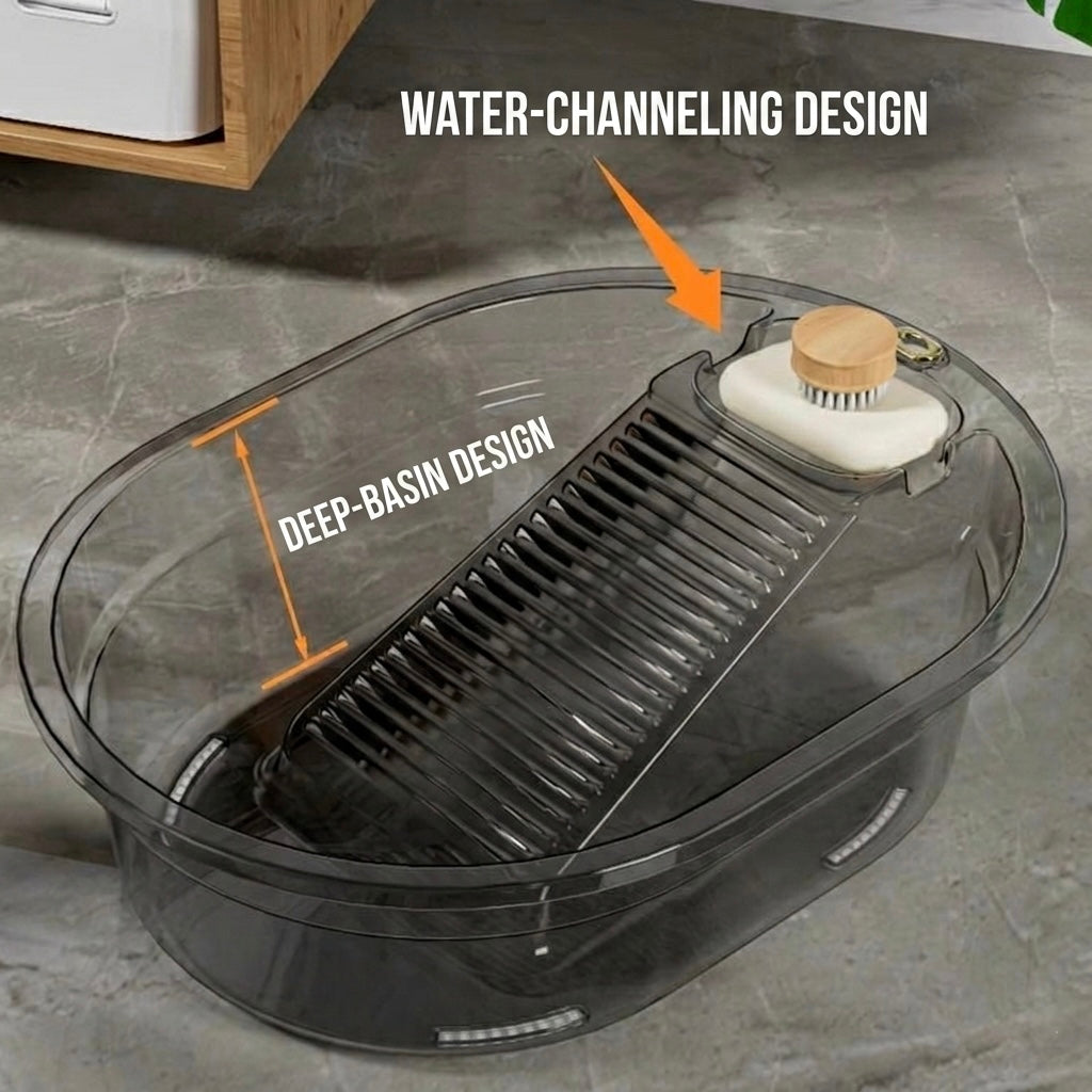 Laundry Basin with Built-In Washboard