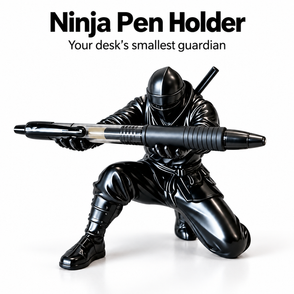 Ninja pen holder desk stand holding a pen