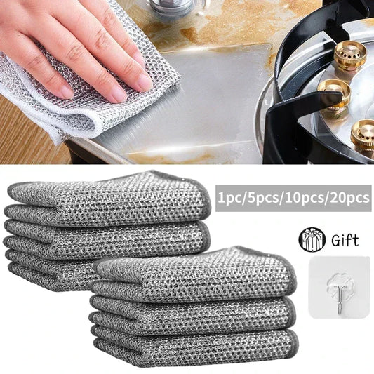 Wire Cleaning Cloths Kitchen Dishcloths Non -stick Oil Iron Dishrag - N07