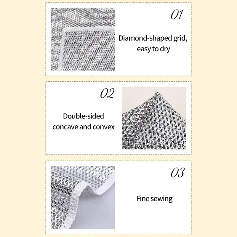 Wire Cleaning Cloths Kitchen Dishcloths Non -stick Oil Iron Dishrag - N07