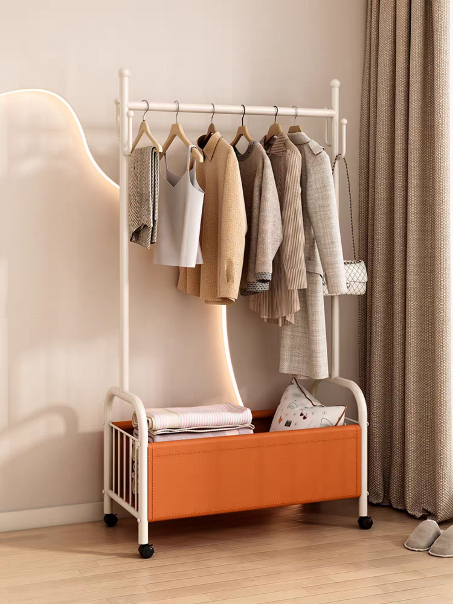 Multifunctional Bedroom Clothes Rack ( Orange )