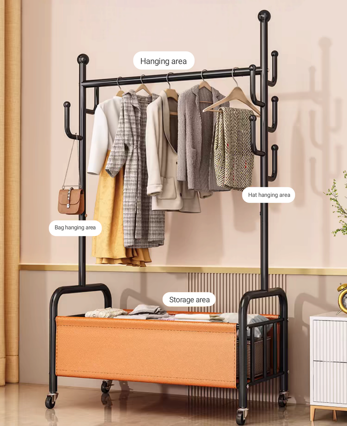 Multifunctional Bedroom Clothes Rack ( Orange )