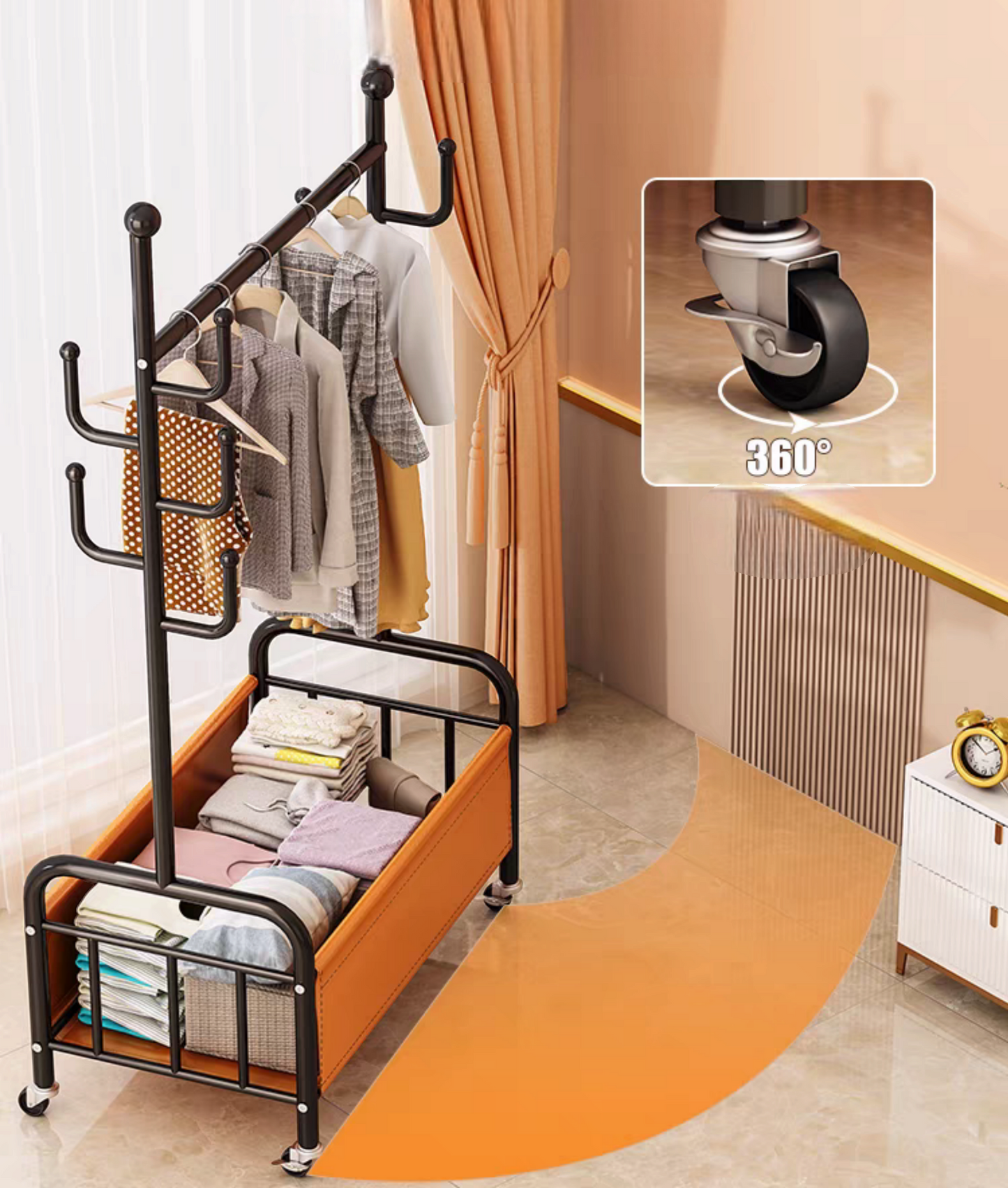 Multifunctional Bedroom Clothes Rack ( Orange )