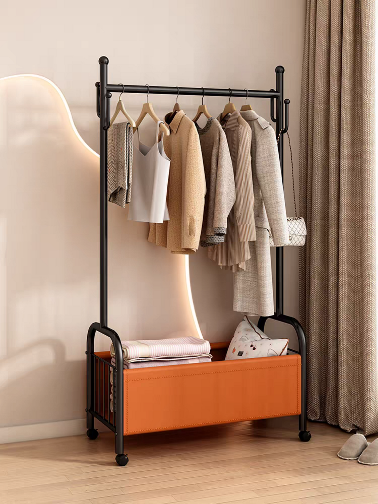 Multifunctional Bedroom Clothes Rack ( Orange )