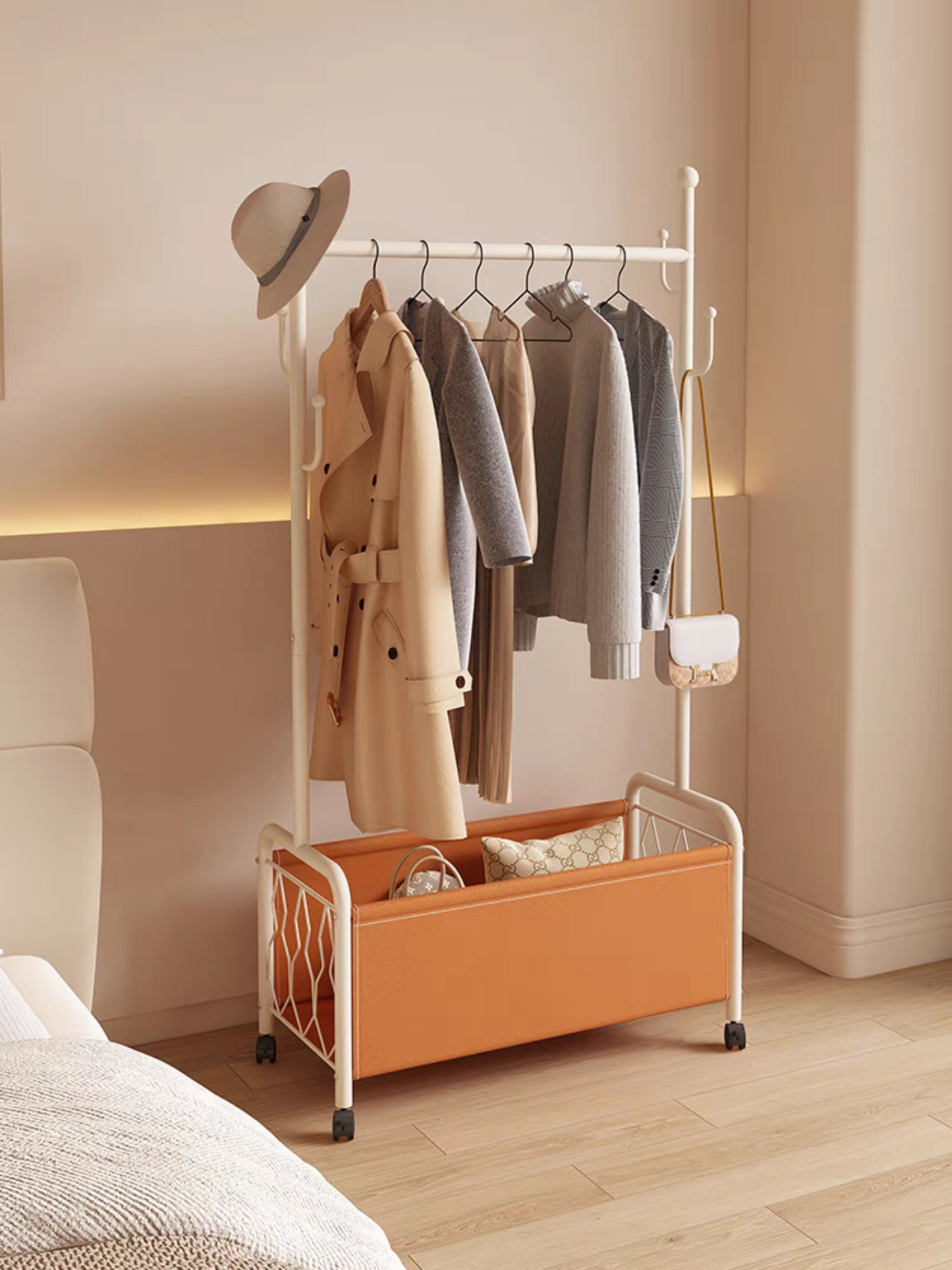 Multifunctional Bedroom Clothes Rack ( Orange )