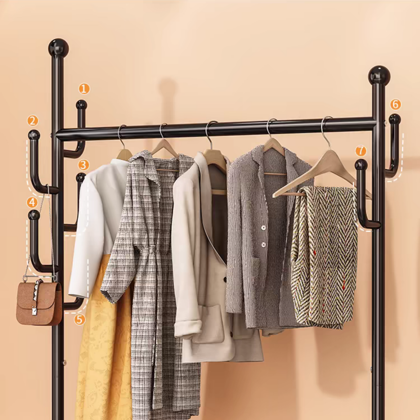 Multifunctional Bedroom Clothes Rack ( Orange )