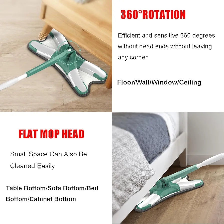 X-Shape Microfiber Mop, 360° Spin Mops for Floor Cleaning